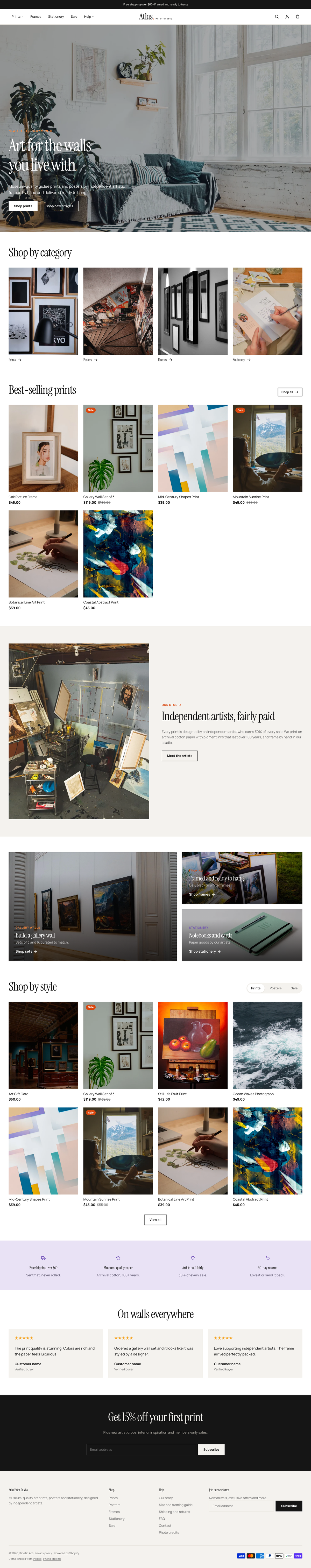The full Atlas homepage, top to bottom