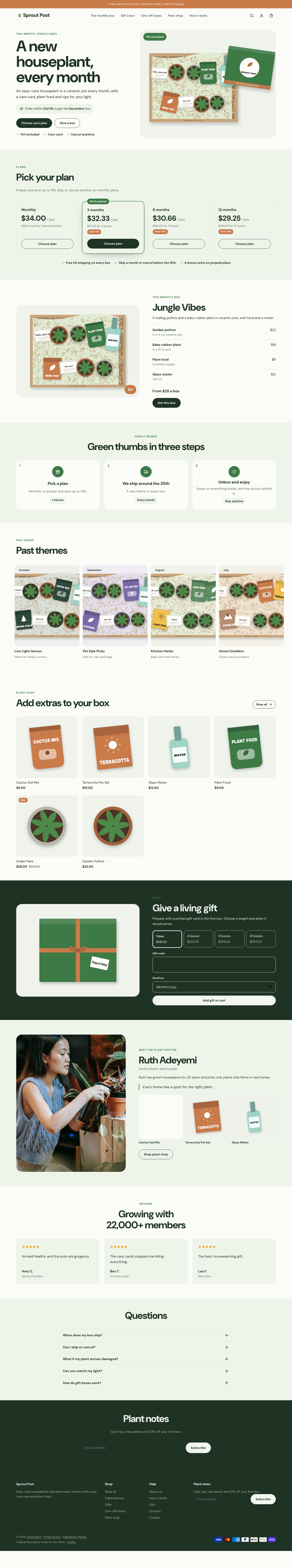 Sprout Post: the full homepage, top to bottom