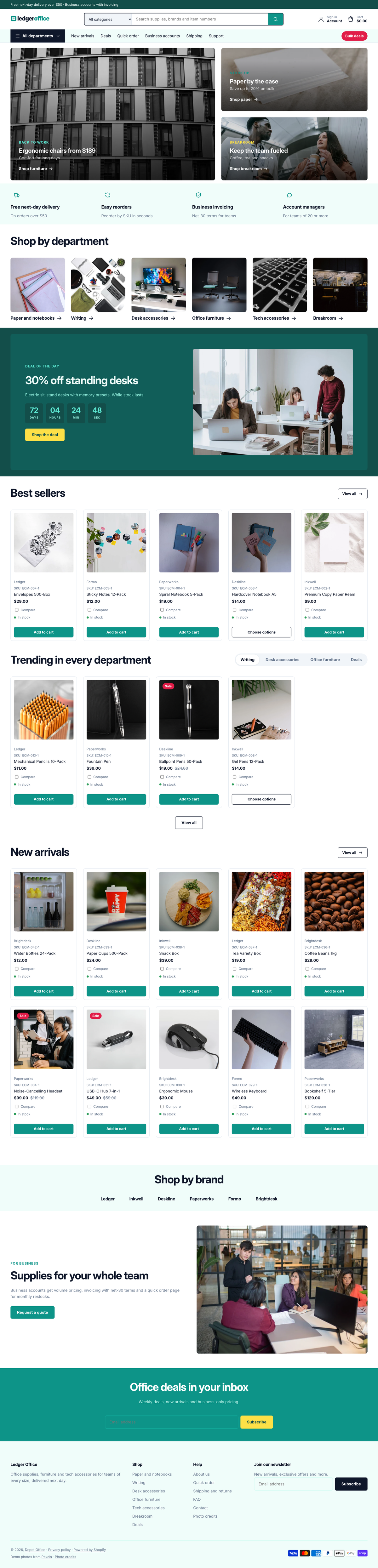 Ledger Office: the full homepage, top to bottom