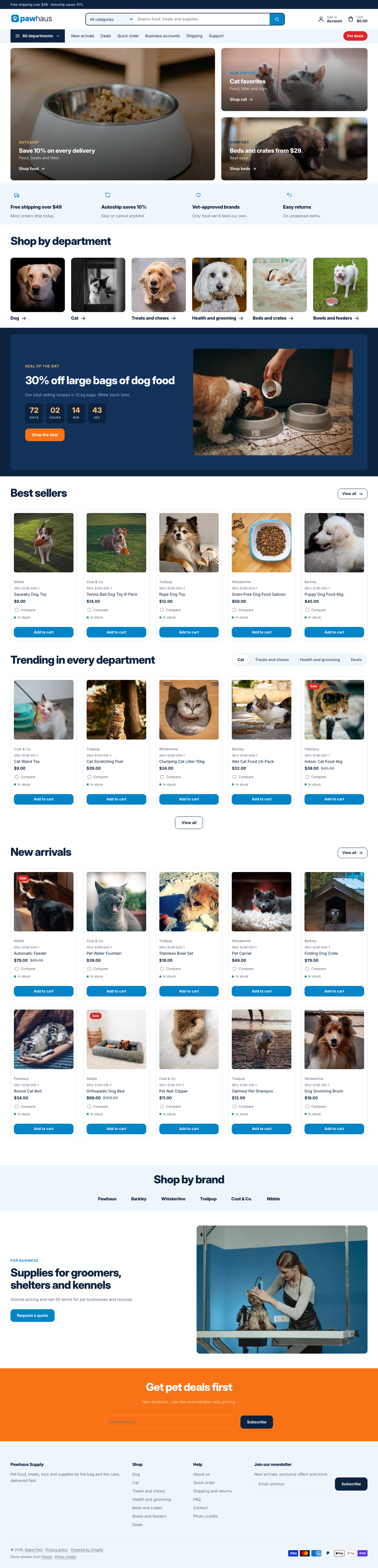 Pawhaus Supply: the full homepage, top to bottom