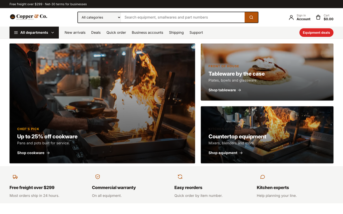 Copper & Co.: demo homepage built with Depot