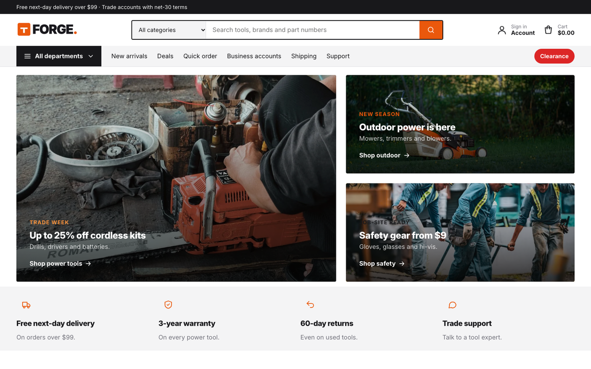 Forge Supply: demo homepage built with Depot