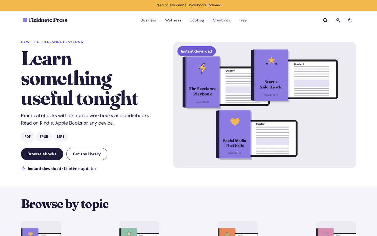 Fieldnote Press: download hero built with Folio
