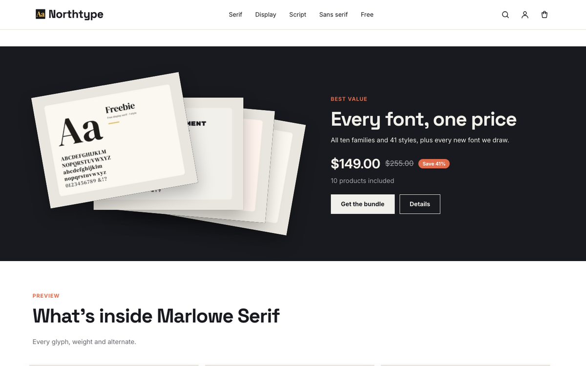 Northtype Foundry: bundle showcase with worth and saving