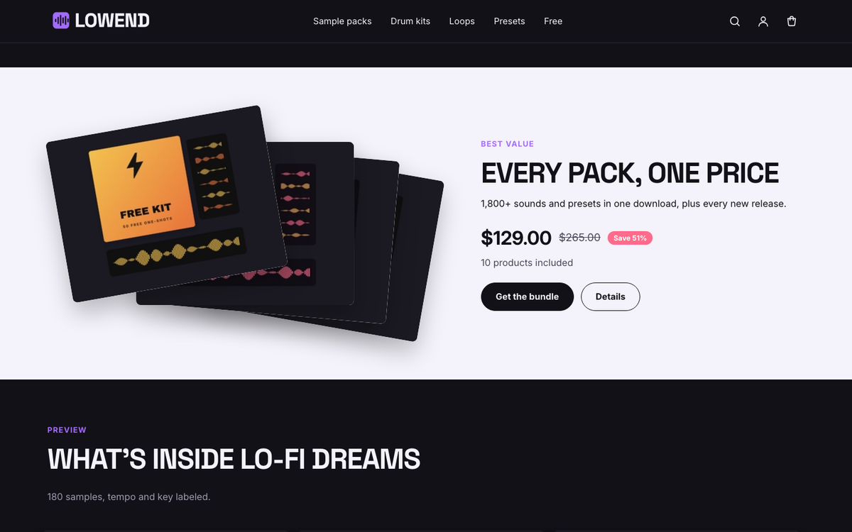 Lowend Audio: bundle showcase with worth and saving