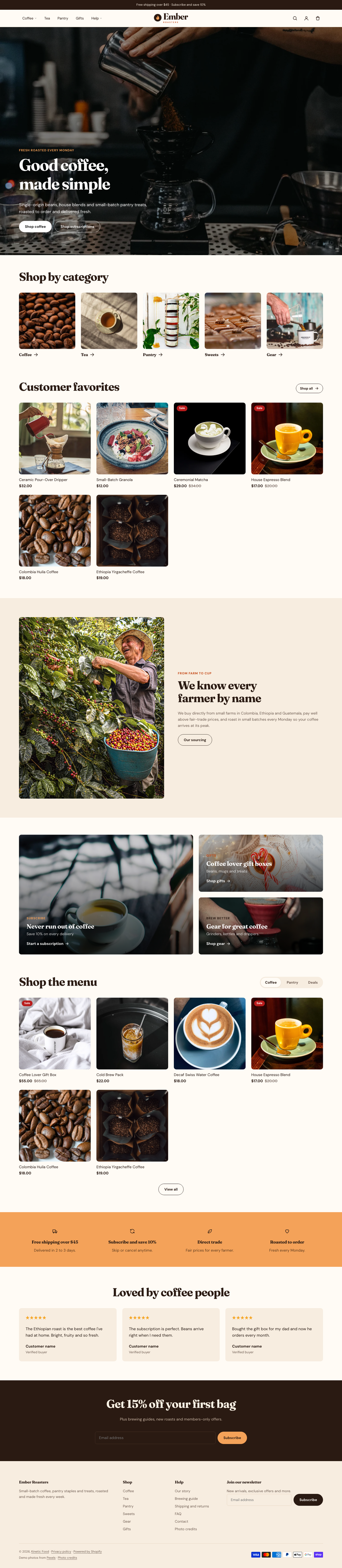 The full Ember homepage, top to bottom