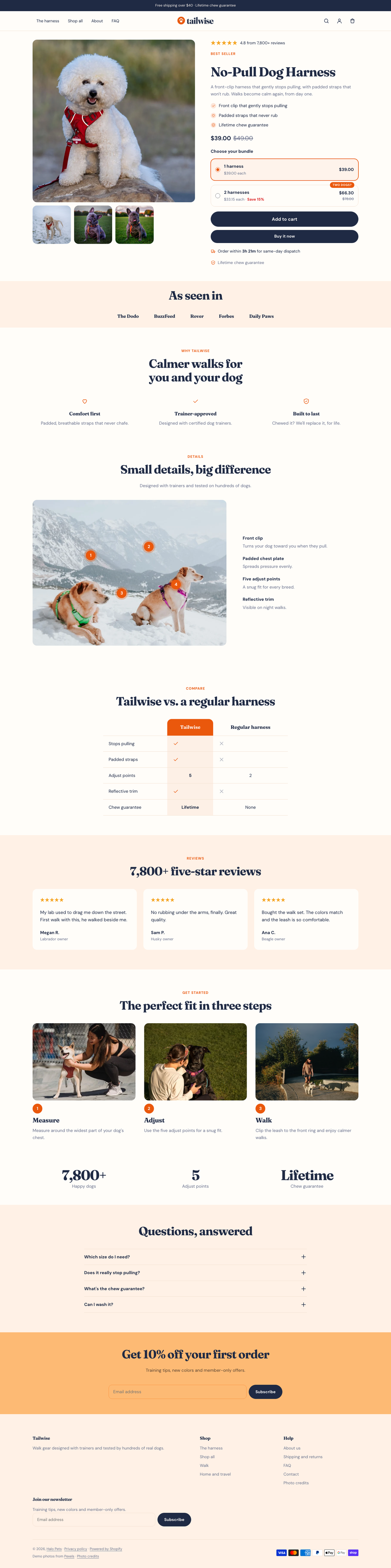 Tailwise: the full homepage, top to bottom