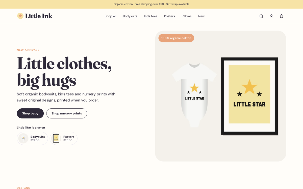 Little Ink: design hero built with Ink