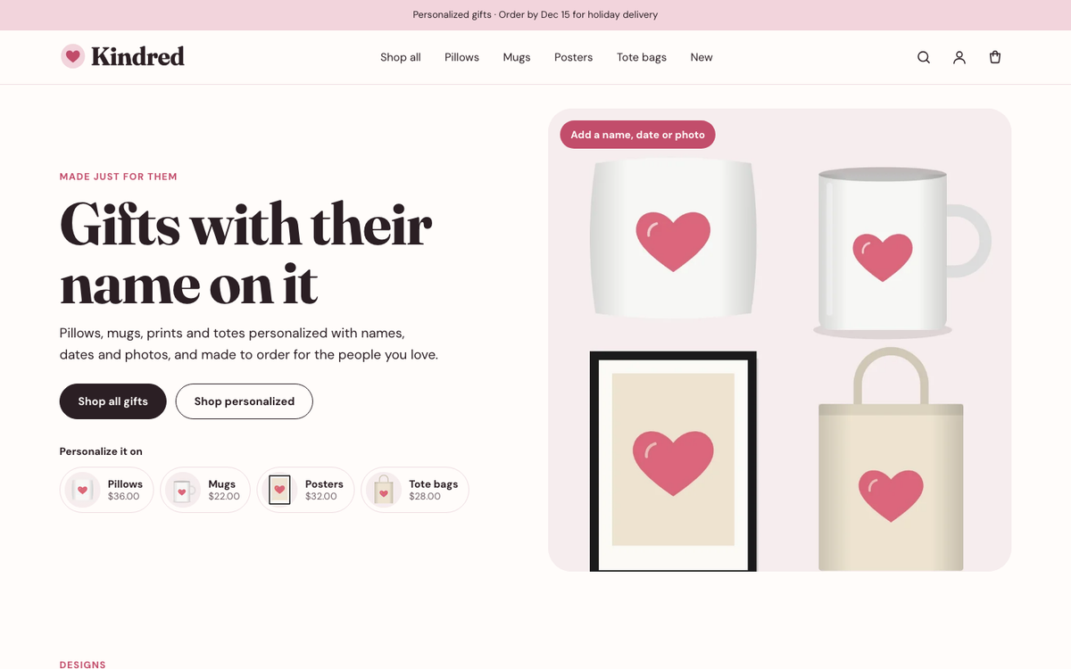 Kindred: design hero built with Ink