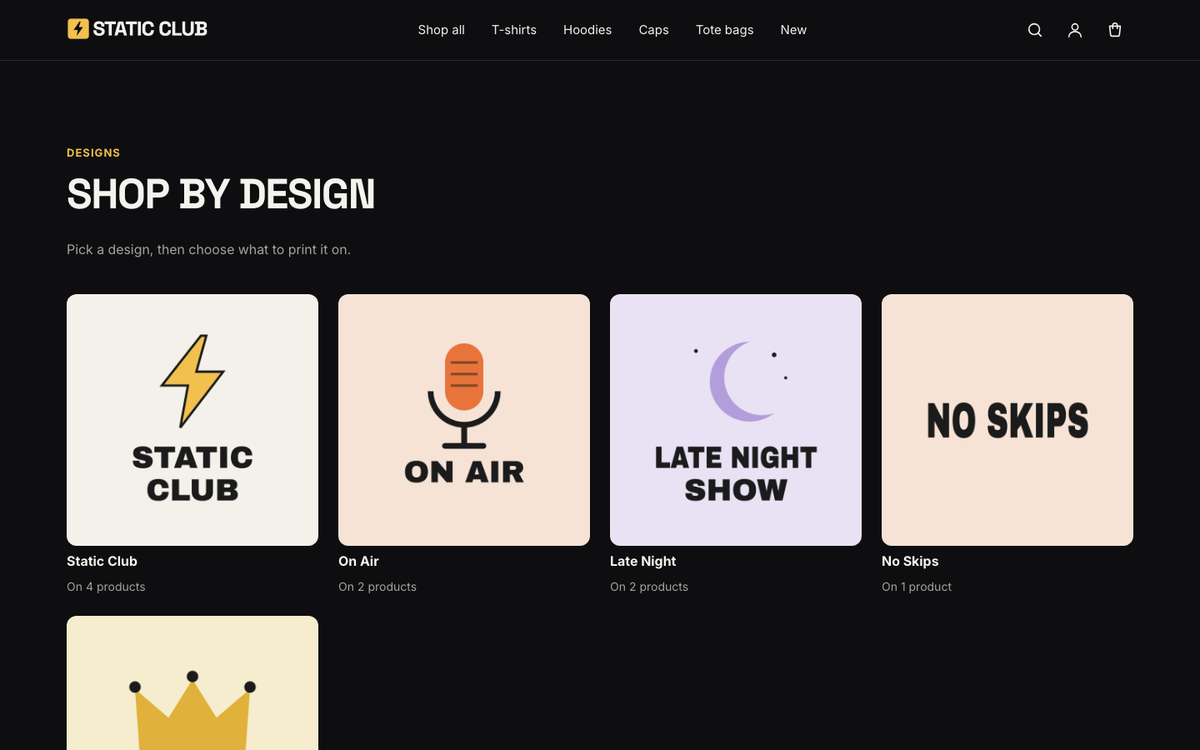 Static Club: design grid