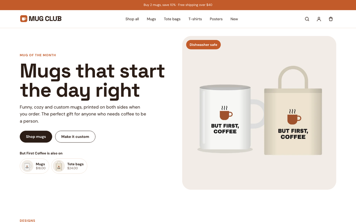 Mug Club: design hero built with Ink