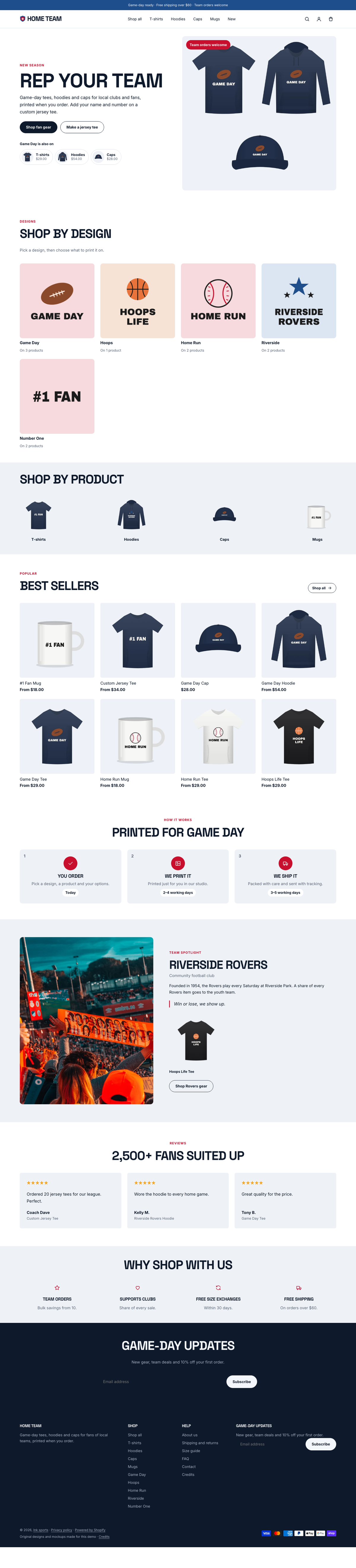 Home Team: the full homepage, top to bottom