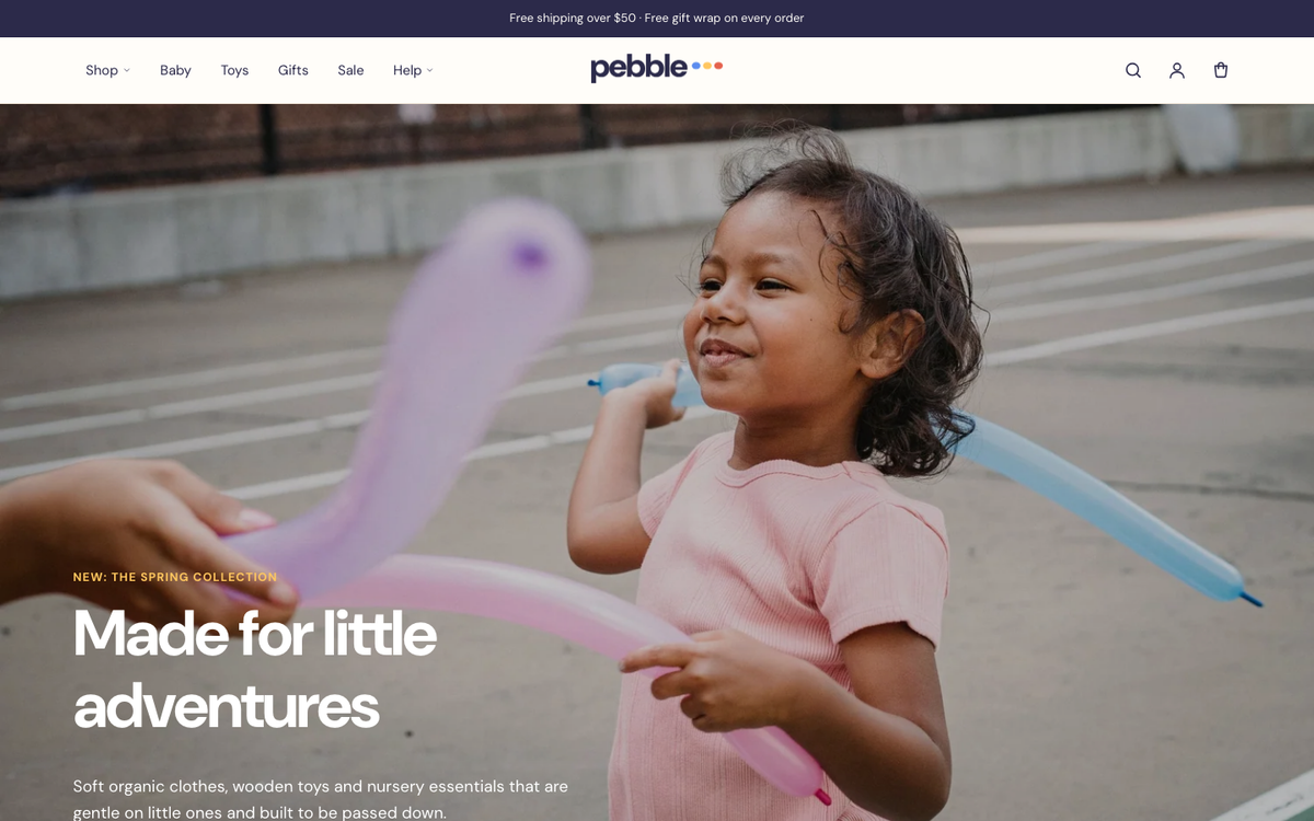 Pebble demo homepage built with Kinetic