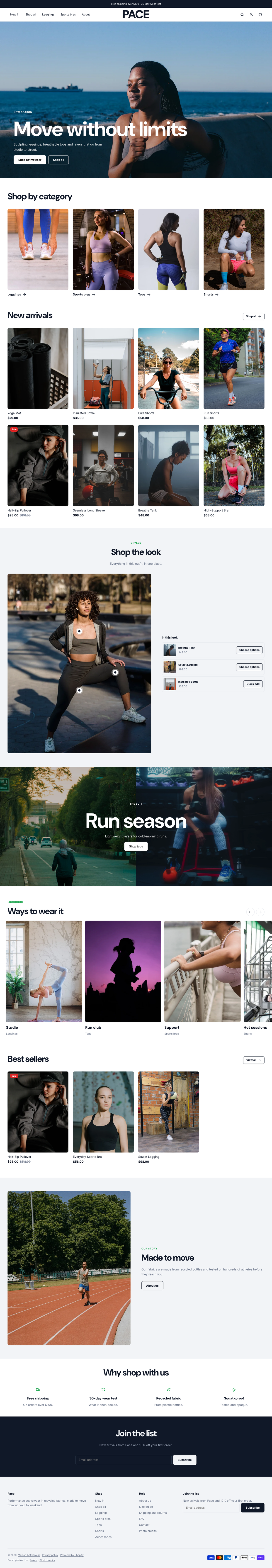 Pace: the full homepage, top to bottom