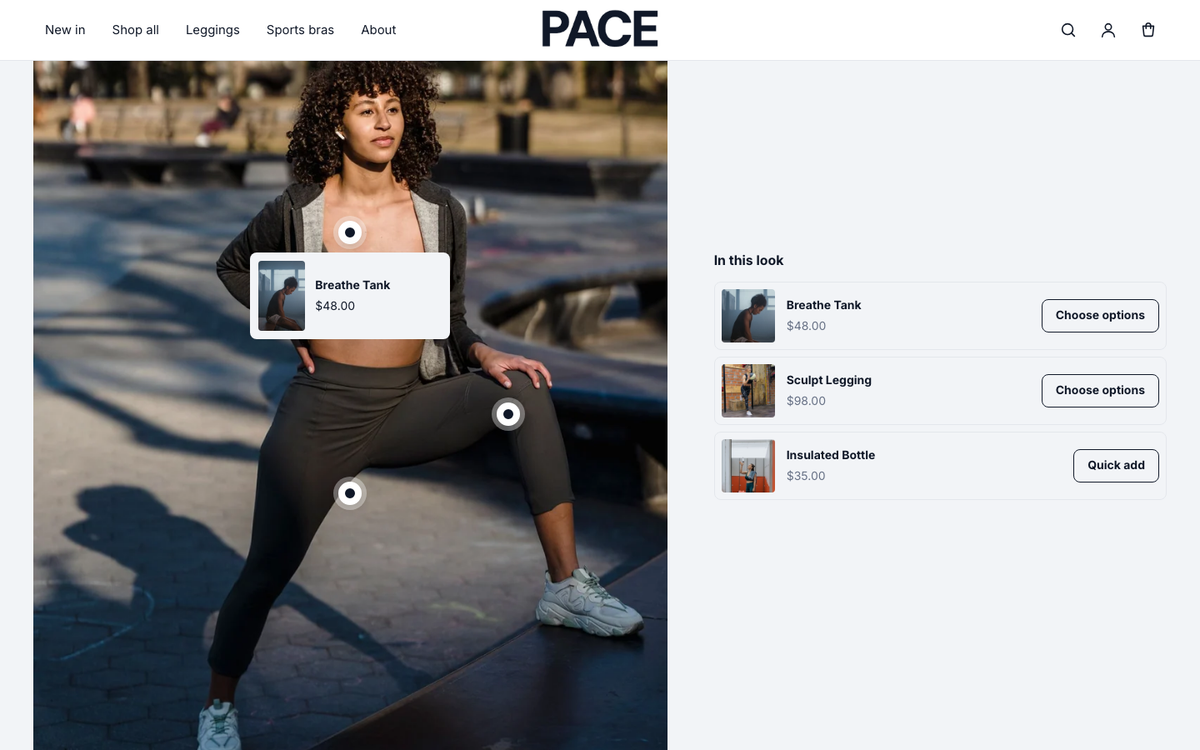 Pace: shop the look with product pins