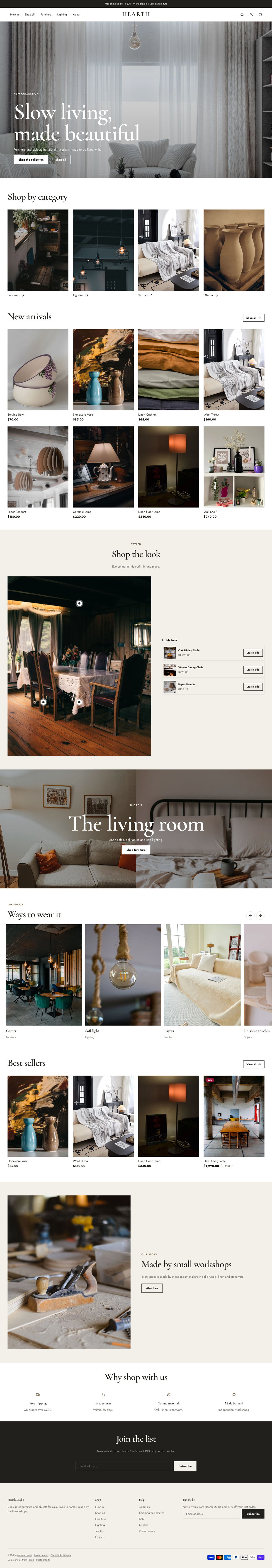 Hearth Studio: the full homepage, top to bottom