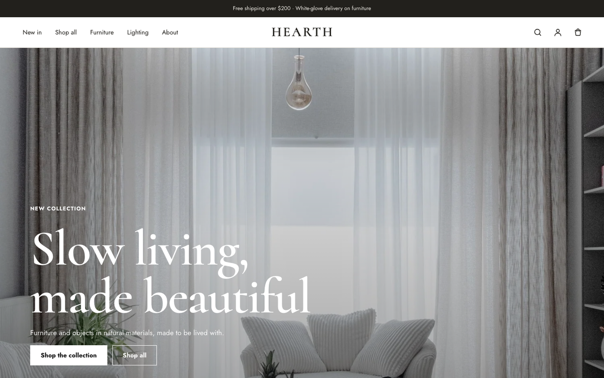 Hearth Studio: editorial homepage built with Maison