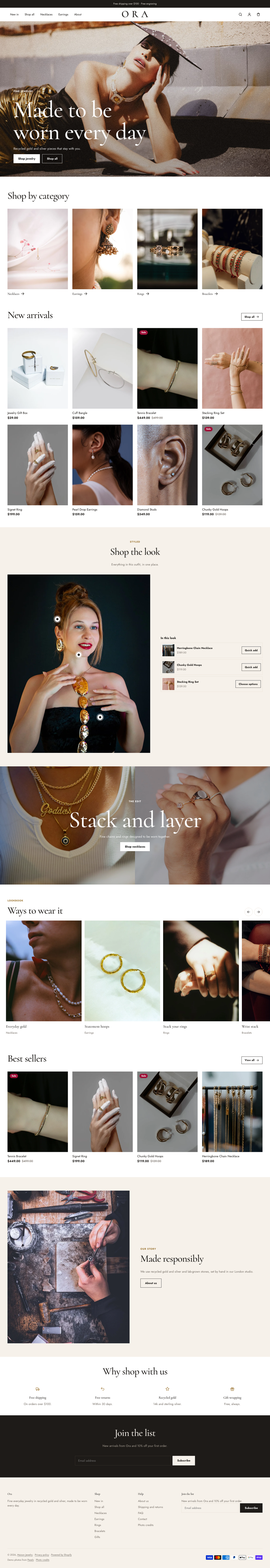 Ora: the full homepage, top to bottom