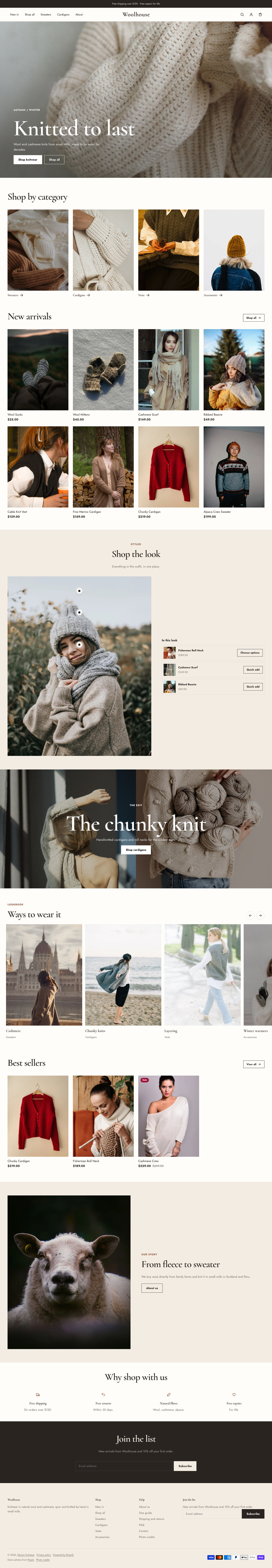 Woolhouse: the full homepage, top to bottom