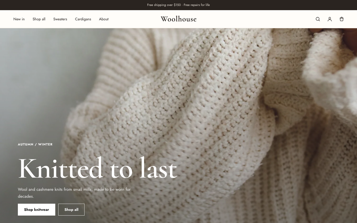 Woolhouse: editorial homepage built with Maison