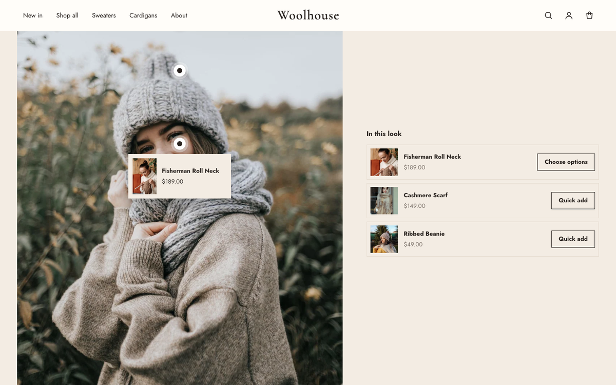 Woolhouse: shop the look with product pins