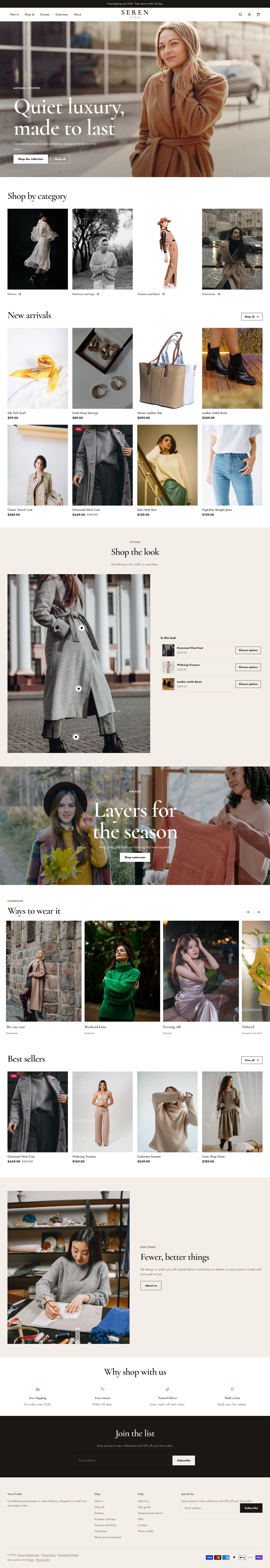 Seren Studio: the full homepage, top to bottom