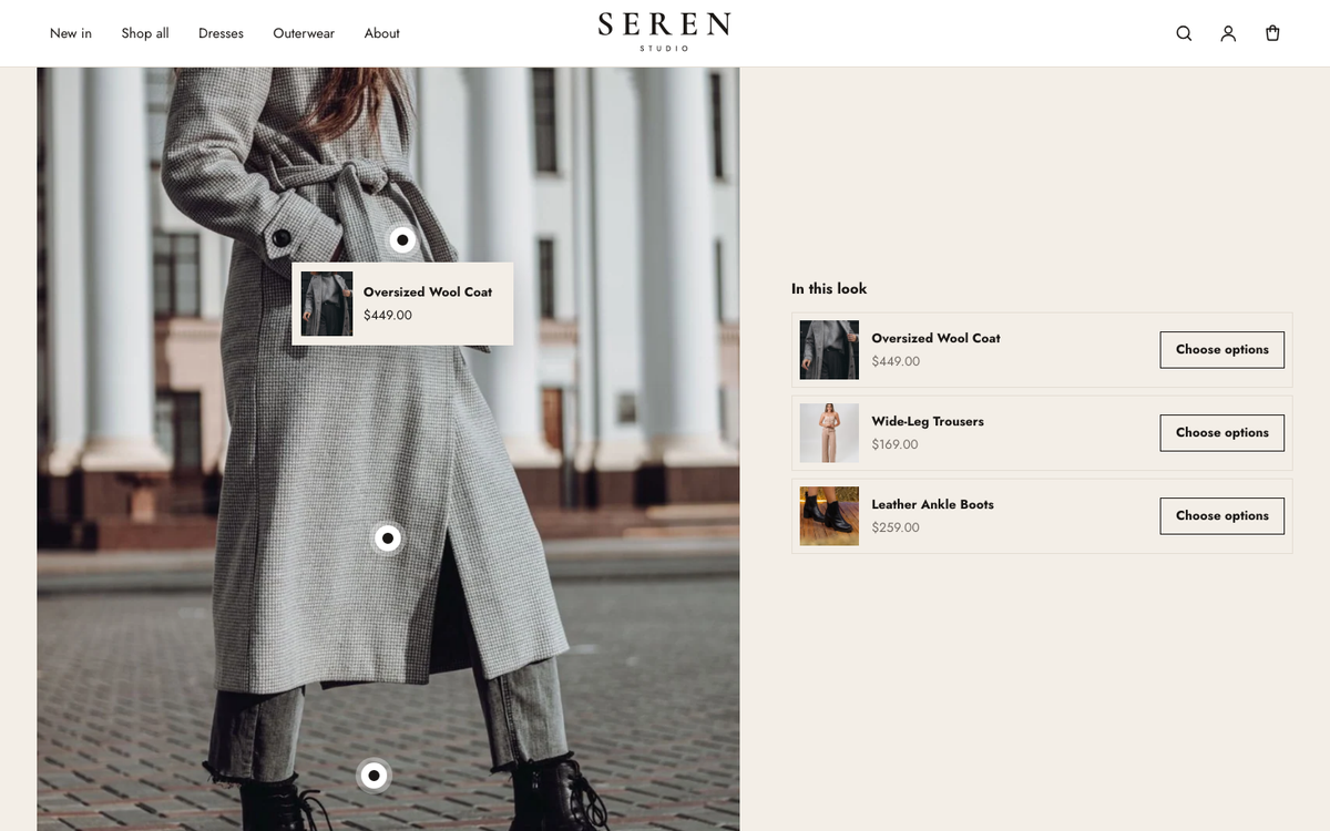 Shop the look: product pins on a styled photo