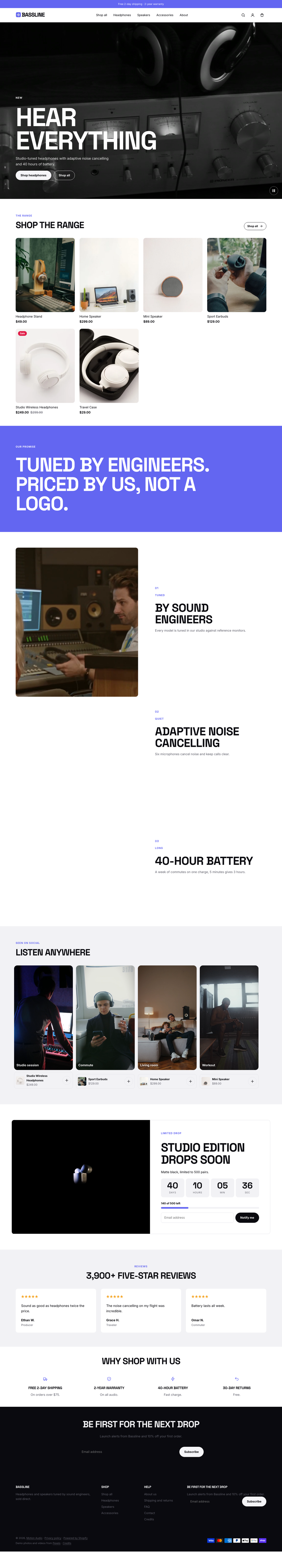 Bassline: the full homepage, top to bottom