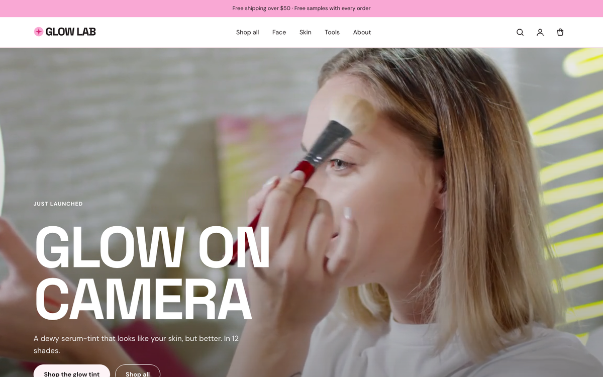 Glow Lab: video hero built with Motion