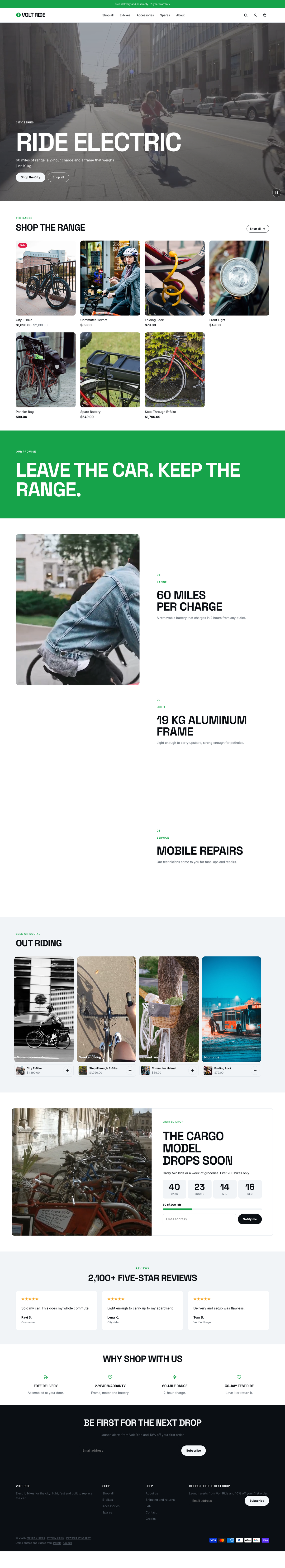 Volt Ride: the full homepage, top to bottom