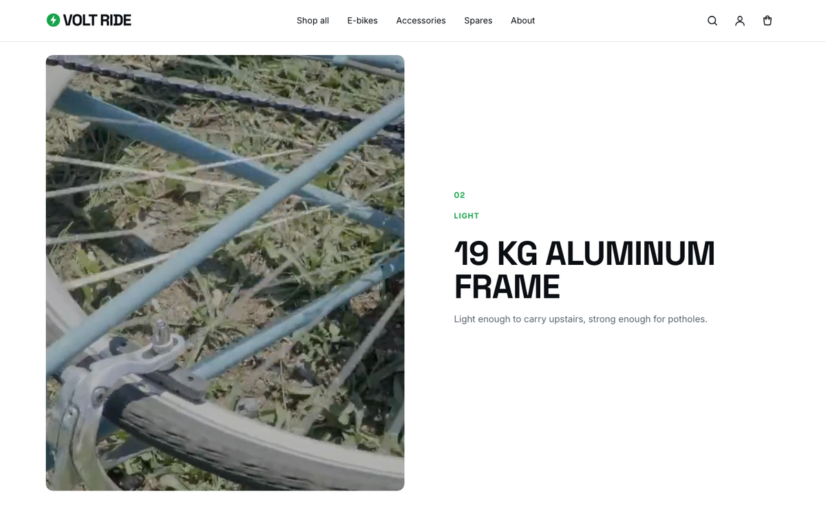 Volt Ride: scroll story with pinned video