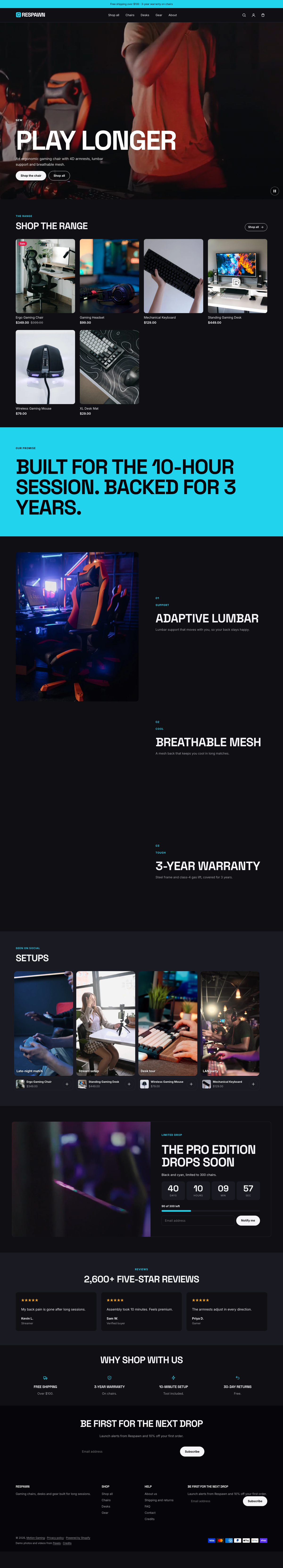 Respawn: the full homepage, top to bottom