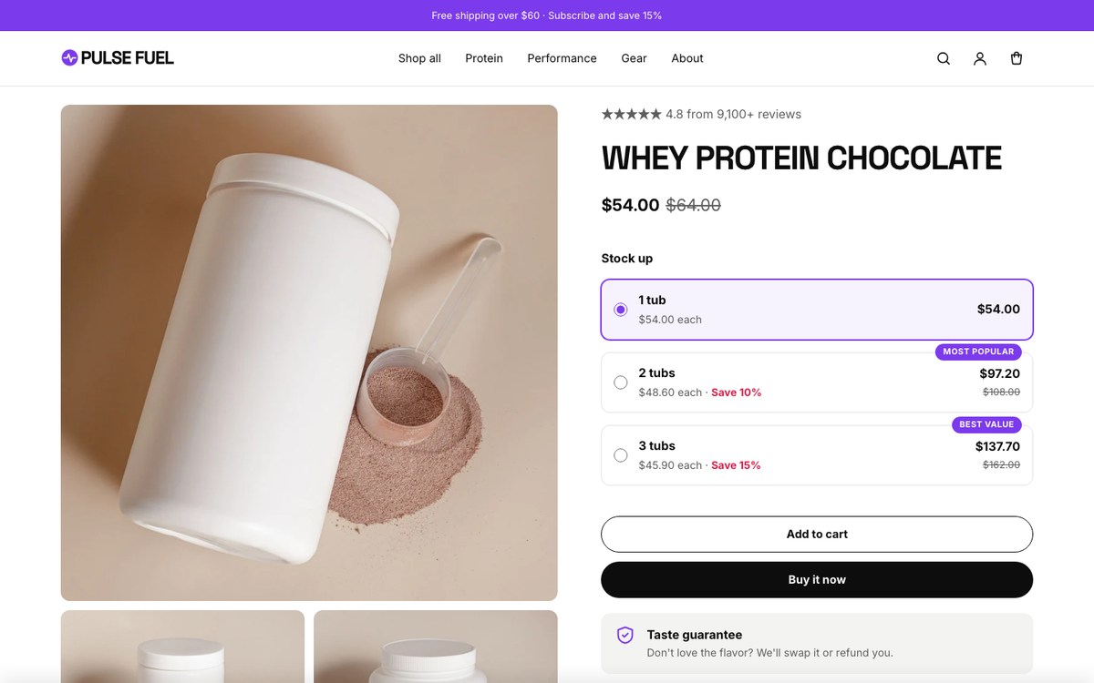 Pulse Fuel: product page with bundle offers
