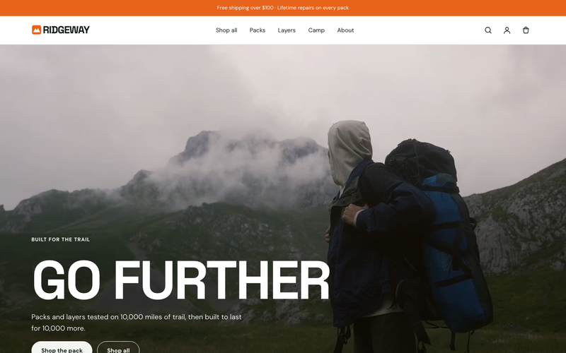 Motion Outdoor style: a video hero for an outdoor gear brand