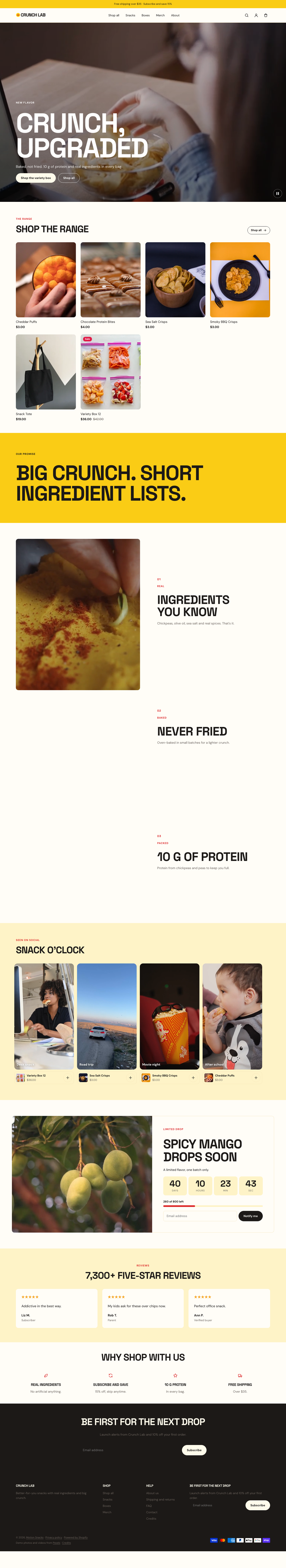 Crunch Lab: the full homepage, top to bottom
