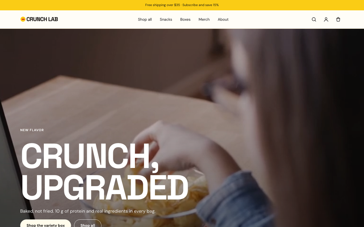 Crunch Lab: video hero built with Motion