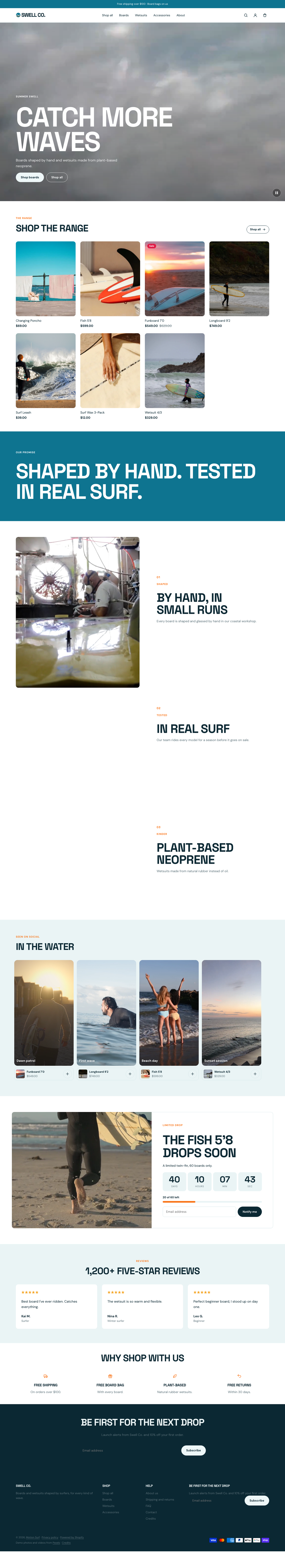 Swell Co.: the full homepage, top to bottom