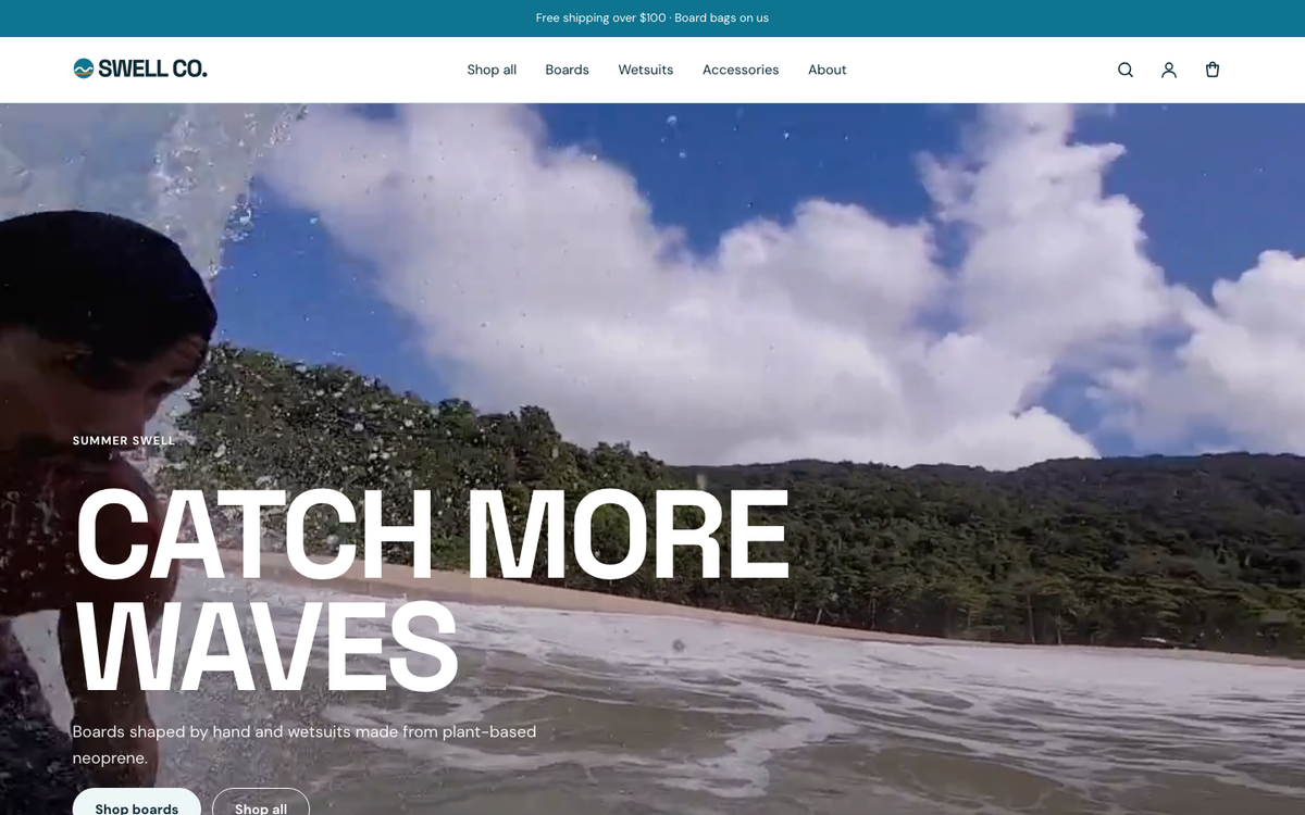 Swell Co.: video hero built with Motion