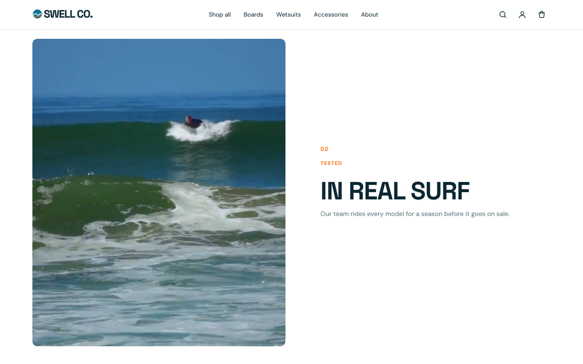 Swell Co.: scroll story with pinned video