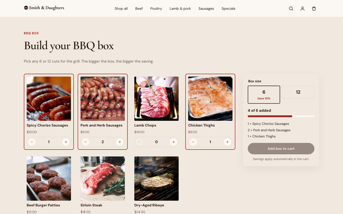 Smith & Daughters: build-a-box with progress bar