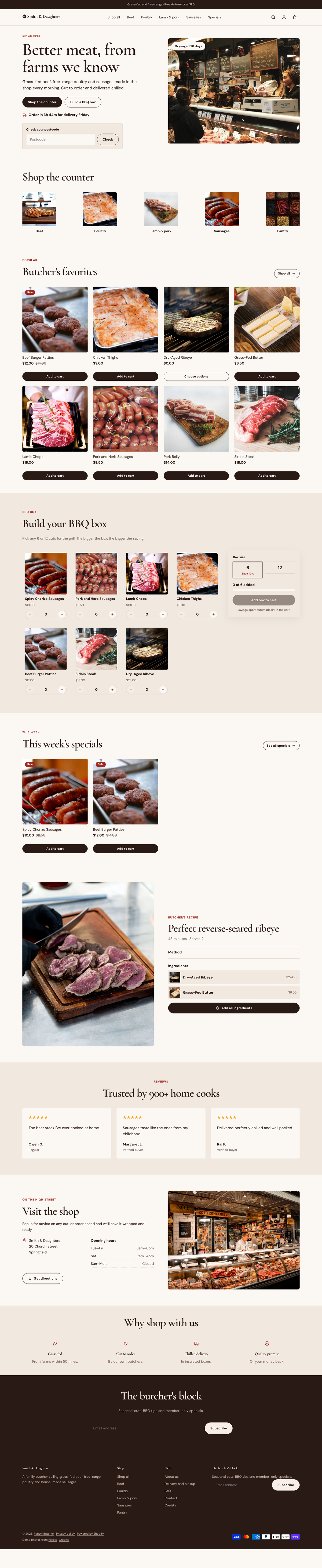Smith & Daughters: the full homepage, top to bottom