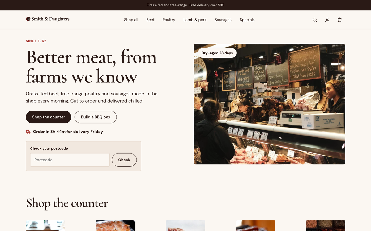 Smith & Daughters: delivery hero built with Pantry