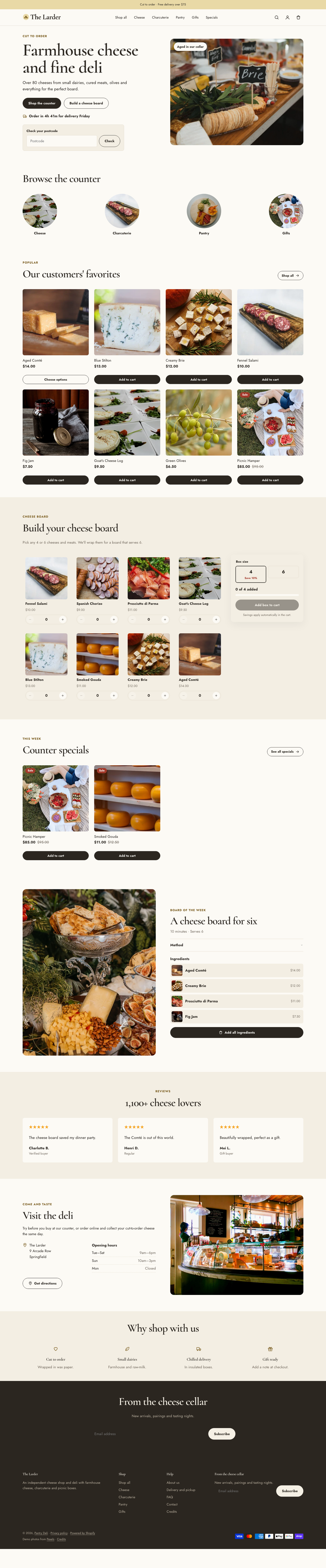 The Larder: the full homepage, top to bottom