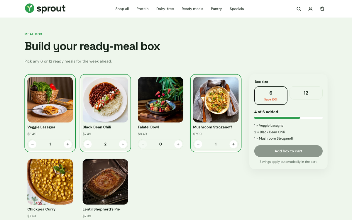 Sprout: build-a-box with progress bar