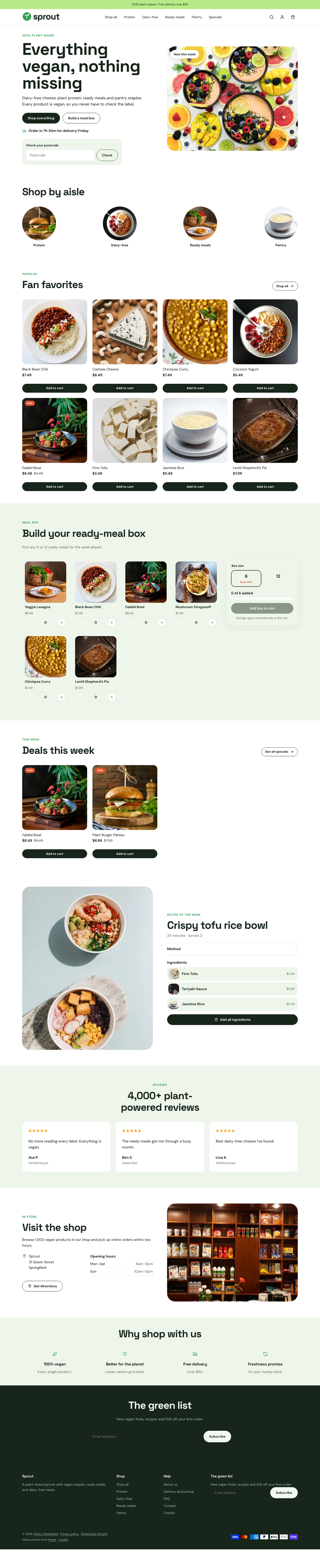 Sprout: the full homepage, top to bottom