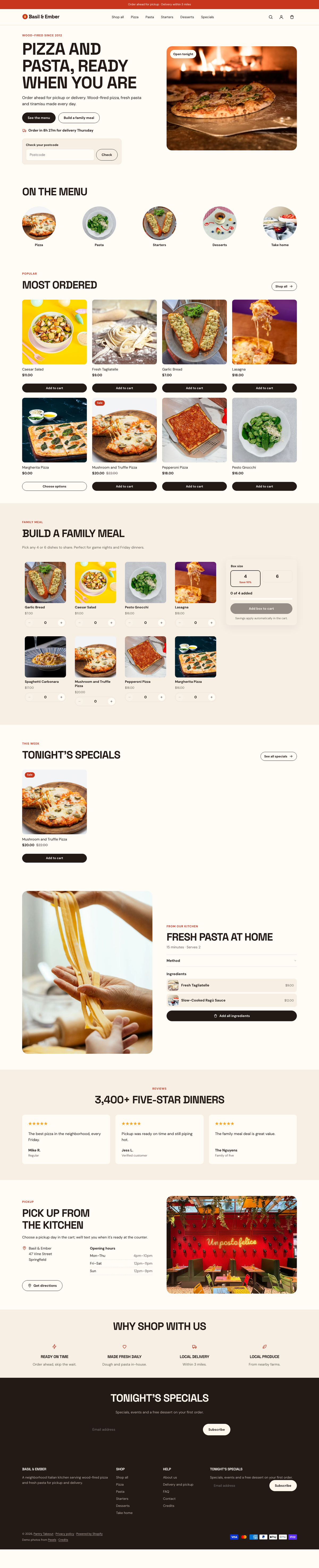 Basil & Ember: the full homepage, top to bottom