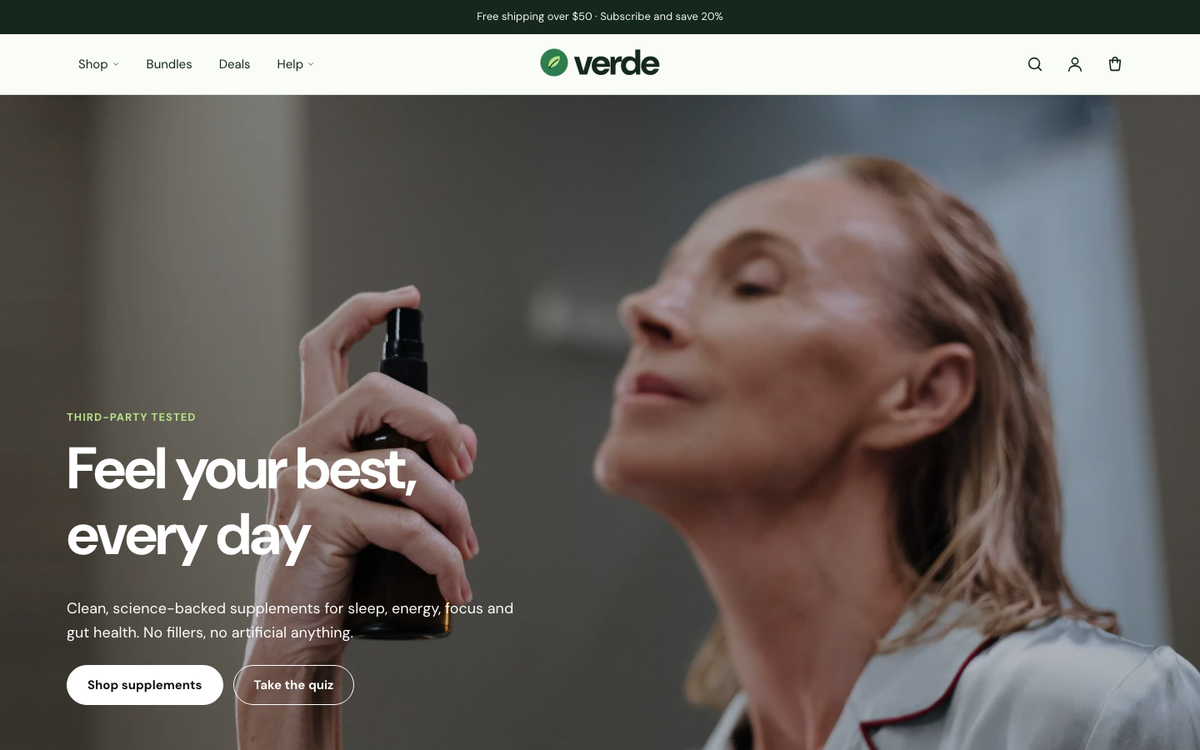 Verde demo homepage built with Kinetic