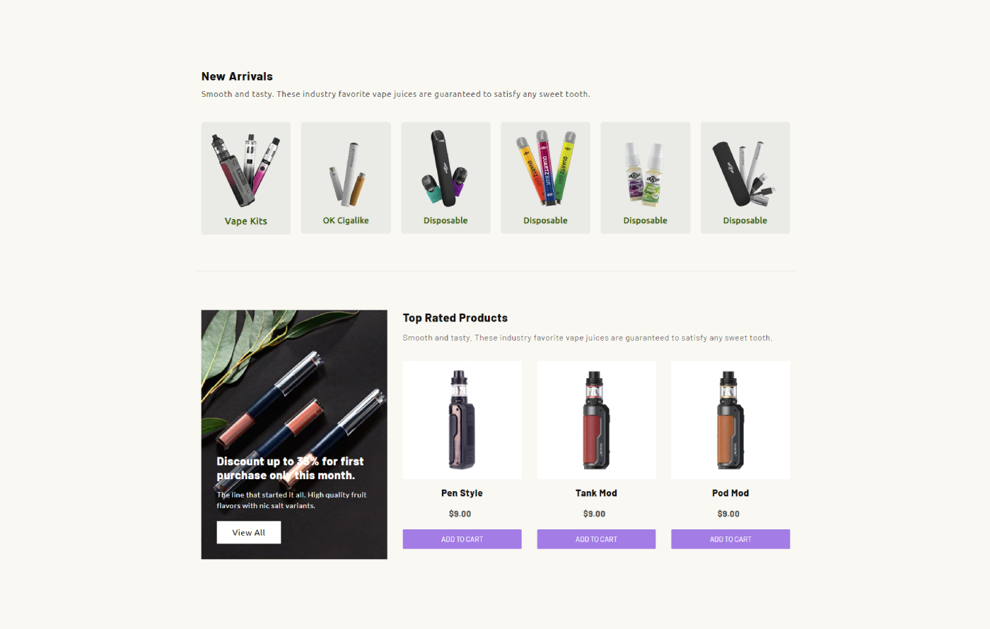 Evapify - Electronic Cigarettes Shopify template built by Pagefly