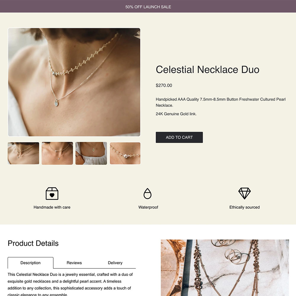 Jewelry - Accessories Shopify template built by Shogun