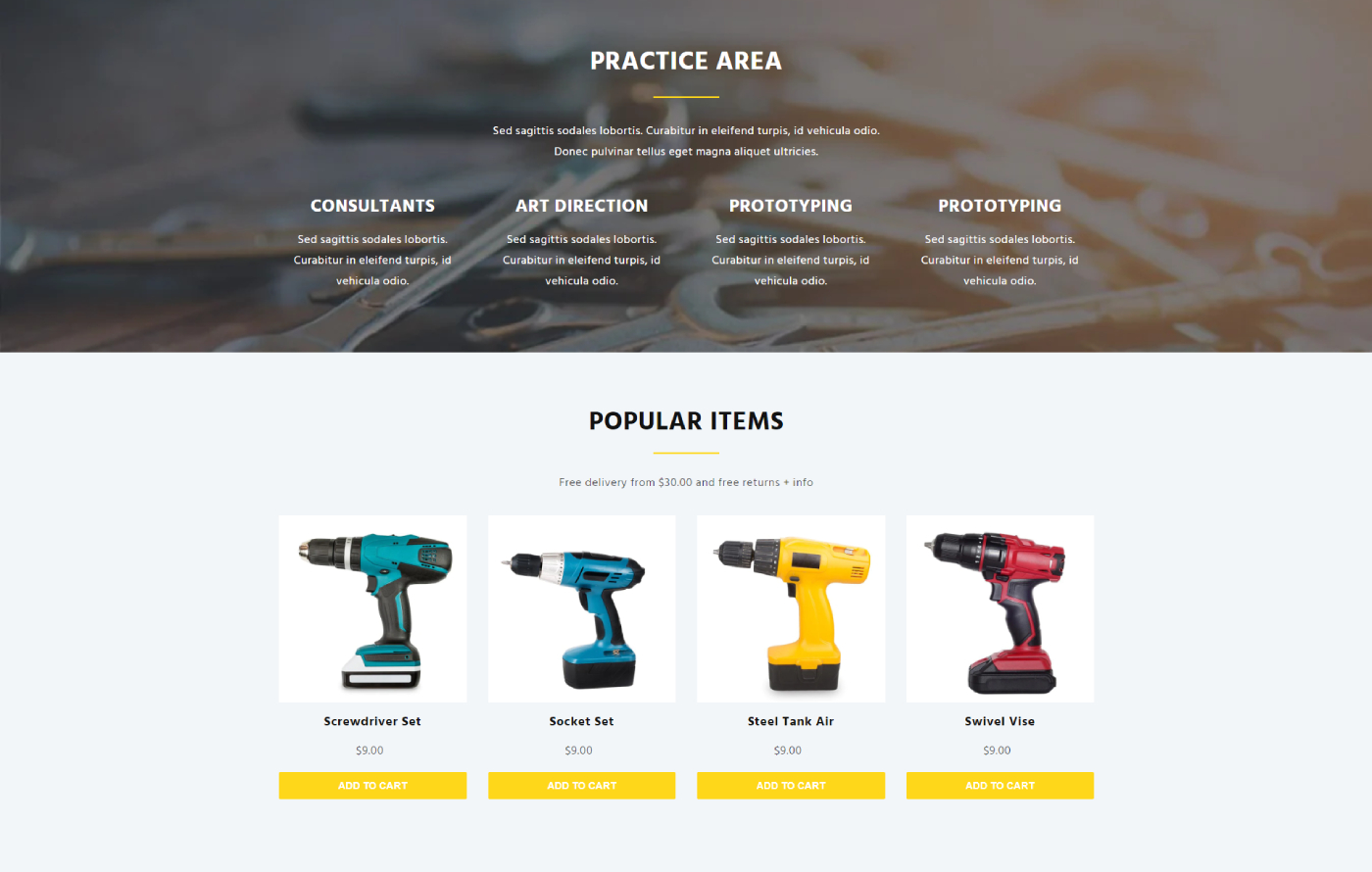 Drillingify - Tools Equipment Shopify template built by Pagefly
